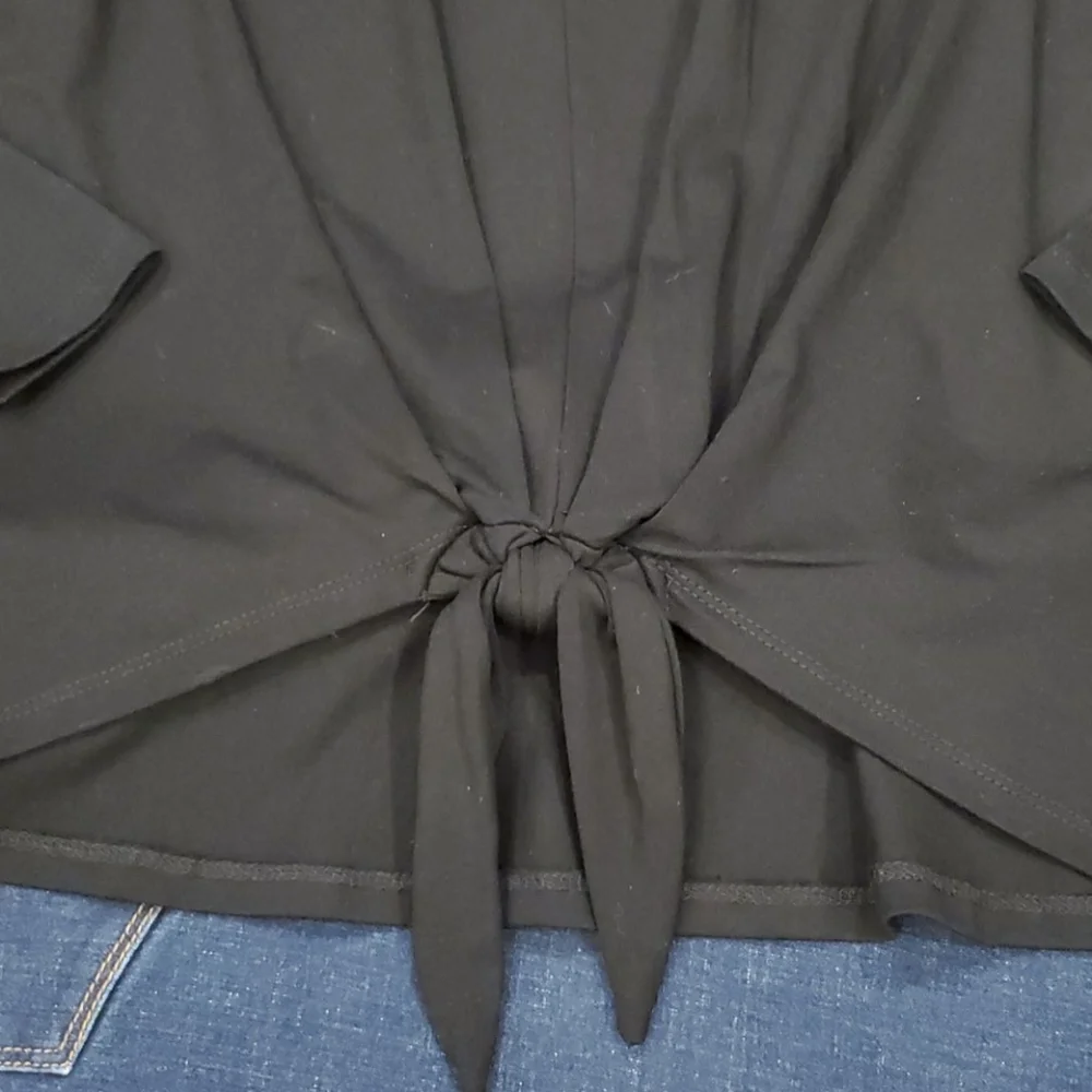 Womens Cupio black front tie top size S - Picture 3 of 4